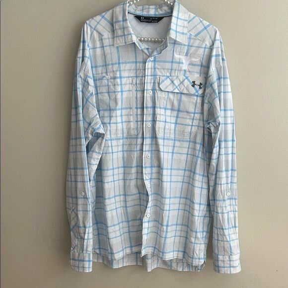 Under Armour Fish Hunter Long Sleeve Plaid Shirt. White Texas logo. Size XL - Picture 1 of 6